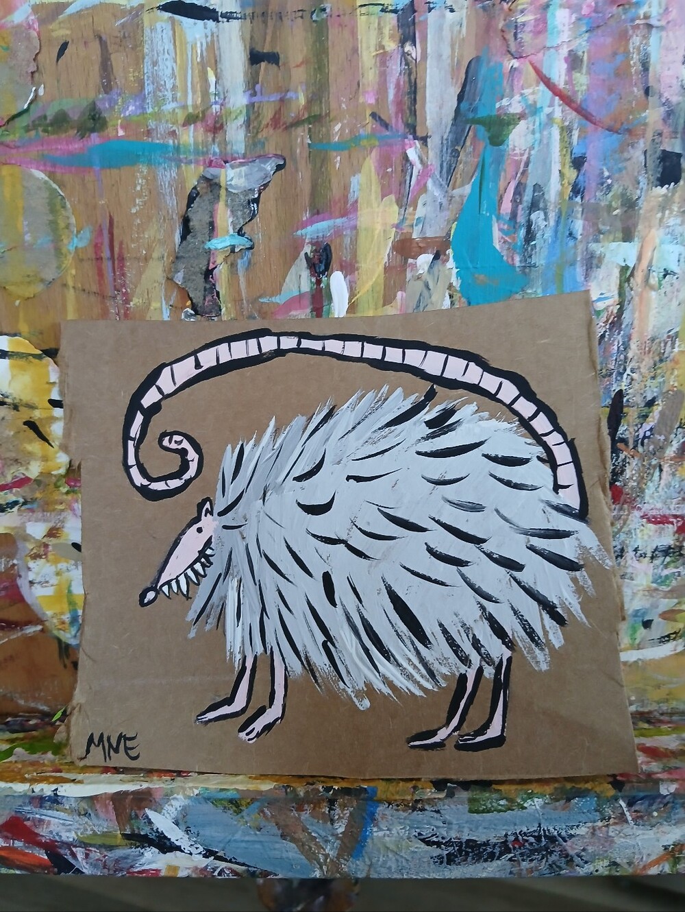 Mini Possum Painting On Cardboard